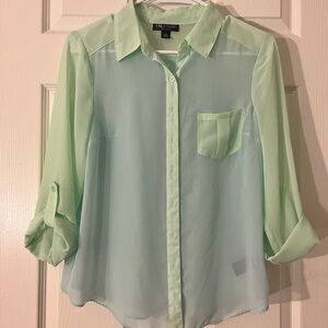 I.N. Studio Mint Green Sheer Blouse